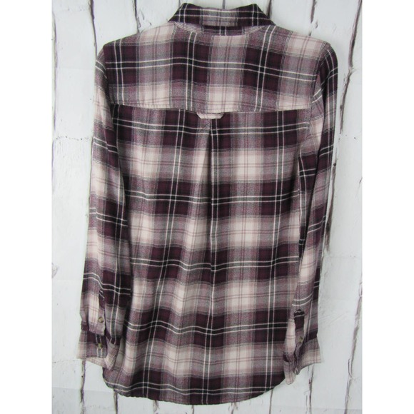 American Eagle Ahh-Mazingly Soft Women's Burgundy Plaid Small Shirt - Picture 2 of 5